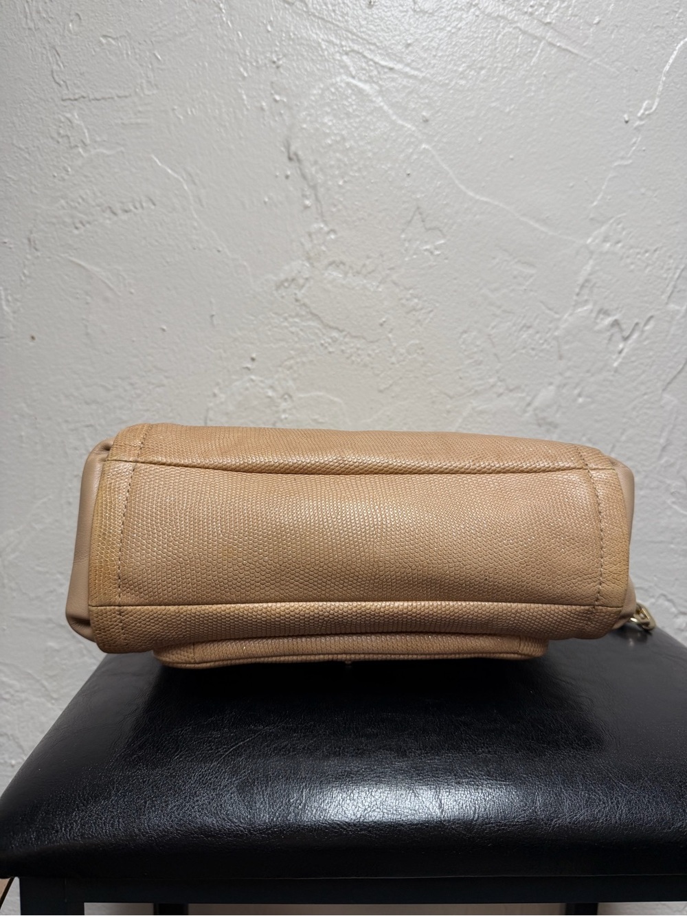 Beige Lizard-embossed Leather Coach Madison Sadie Flap Satchel - Picture 10 of 16